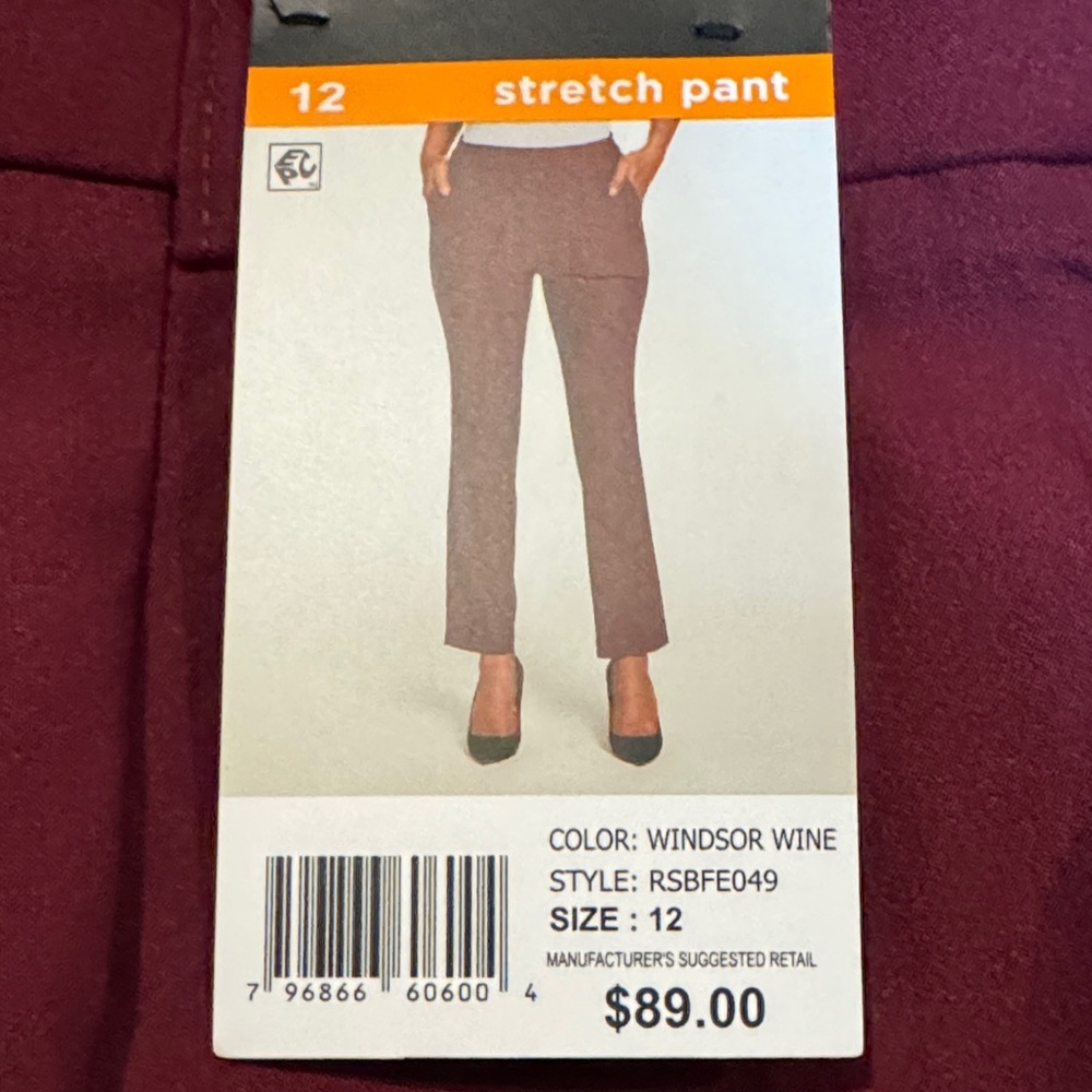 Rafaella Women's Deep Red Straight Leg Pants - Picture 4 of 4